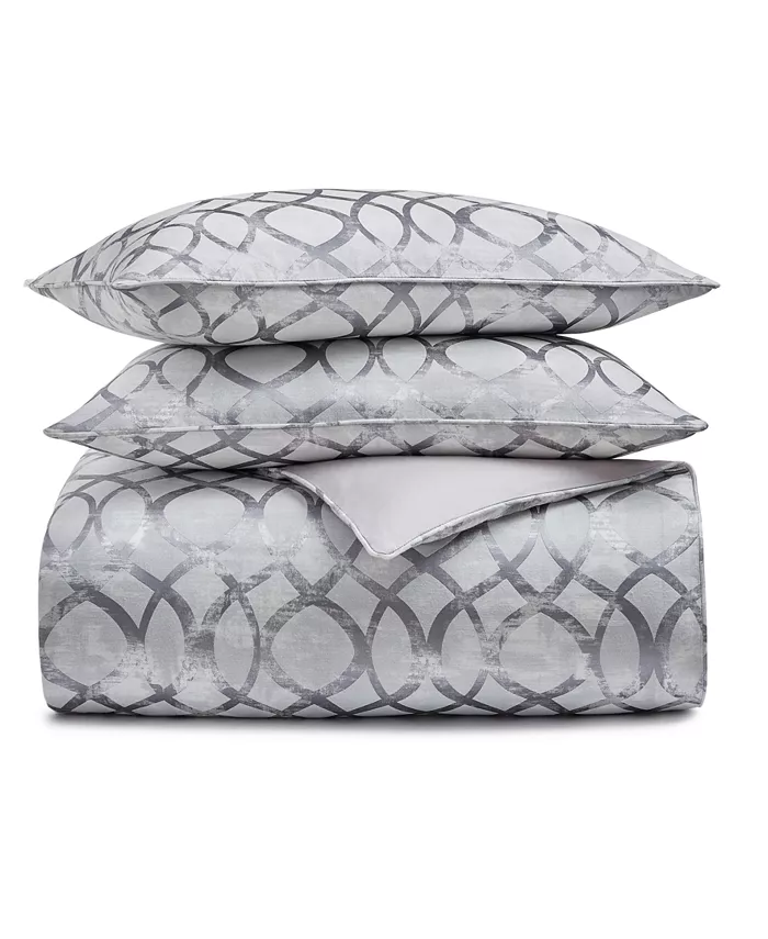 Hotel Collection Helix 3-Pc. Duvet Cover Set， Full Queen，