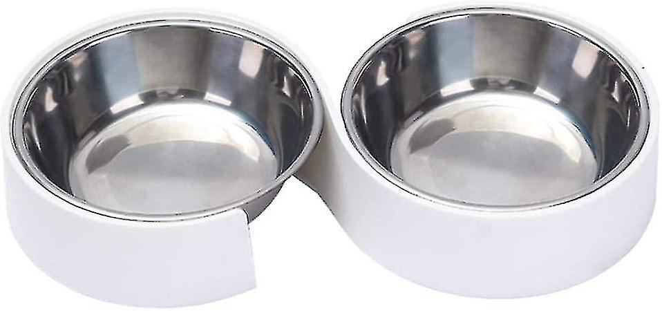 Cat Bowl， Stainless Steel Double Bowl Double Pet Cat Dog Bowl， Raised Cat Bowl For Cat Dog