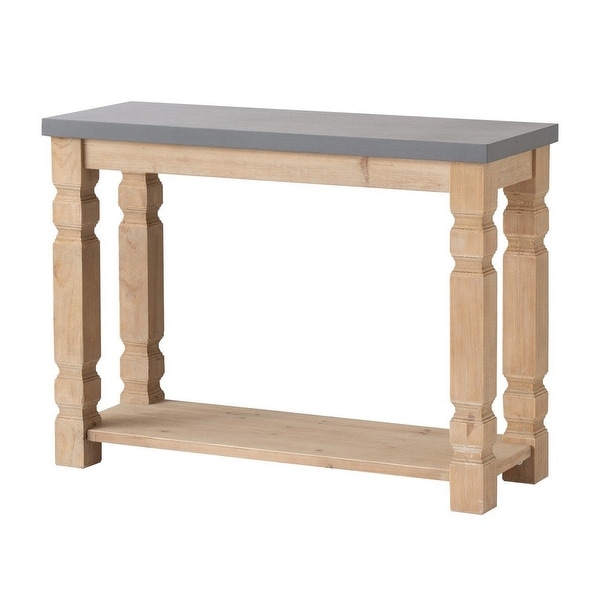 42 Inch Console Sideboard Table， Wood Frame， Concrete Top， Modern， Gray - 15.7L x 41.9W x 31.1H， in inches