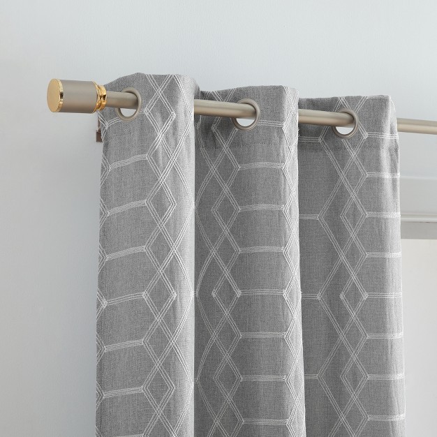 Kendal Geometric Embroidered Blackout Window Curtain Panel Set Of 2 Elrene Home Fashions