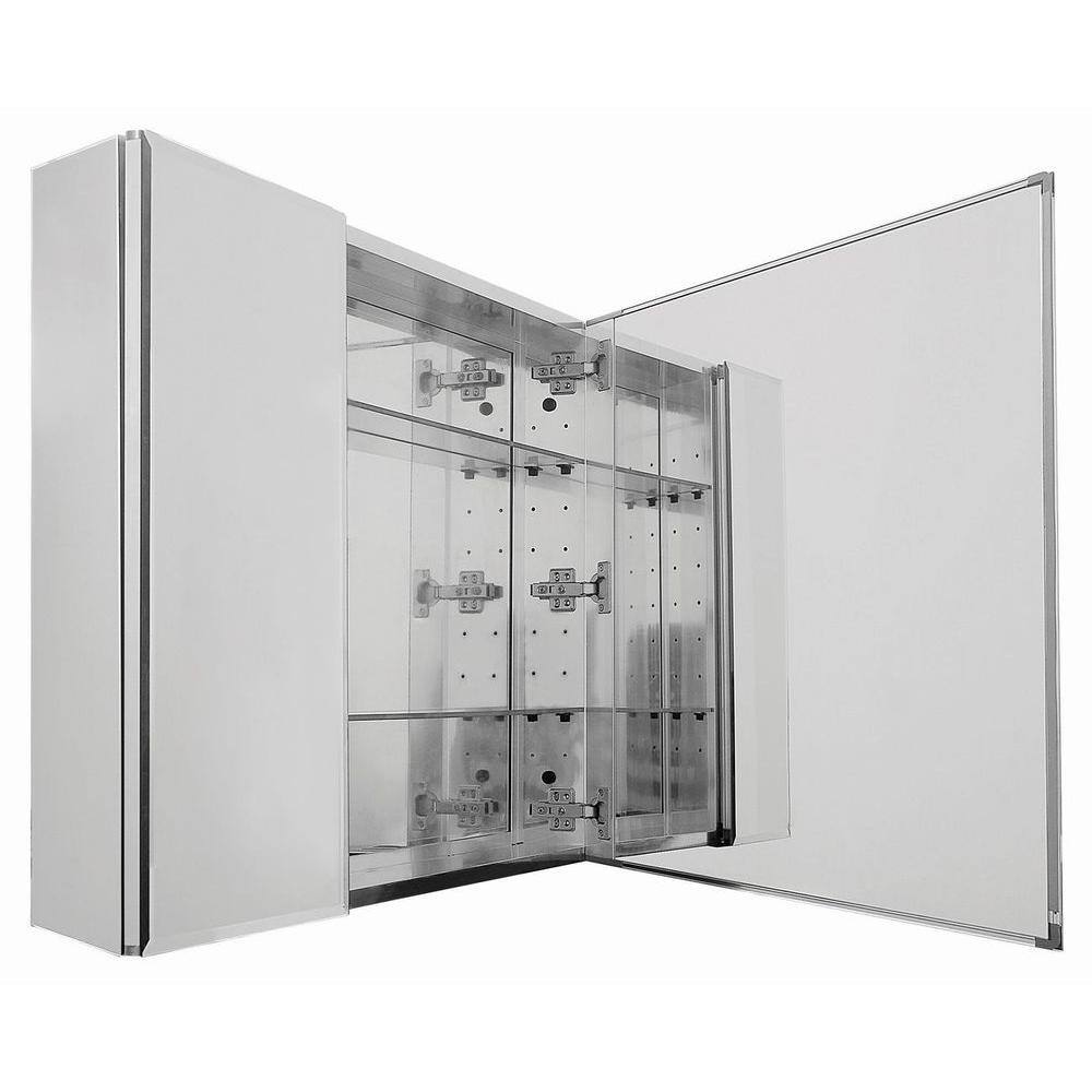 Pegasus 30 in. W x 26 in. H Recessed or Surface-Mount Bi-View Bathroom Medicine Cabinet with Beveled Mirror Door SP4584