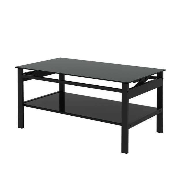 Glass Lift Top Coffee Table， Black