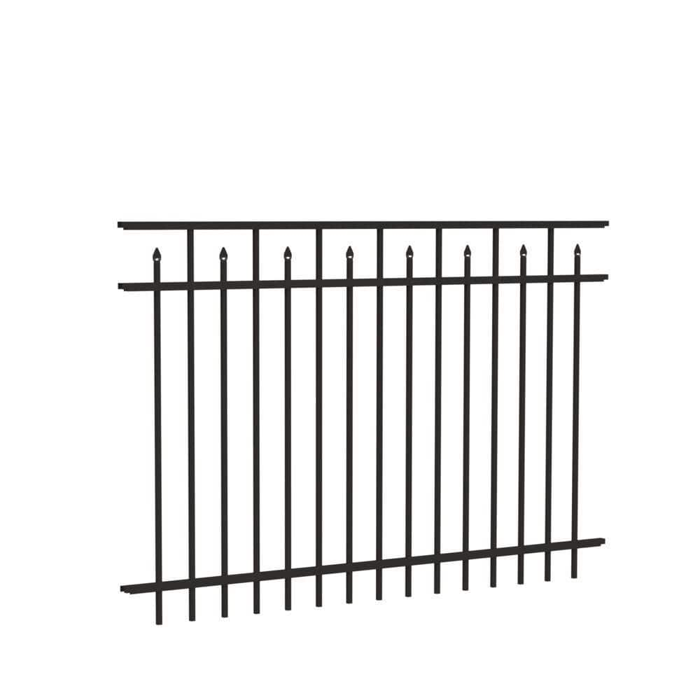 Barrette Outdoor Living Brilliance Standard-Duty 4 ft. H x 6 ft. W Black Aluminum Pre-Assembled Fence Panel 73002310