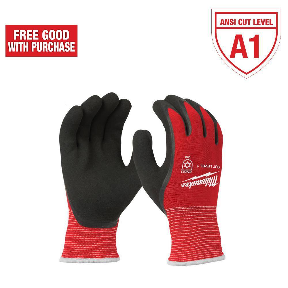 MW Medium Red Latex Level 1 Cut Resistant Insulated Winter Dipped Work Gloves 48-22-8911