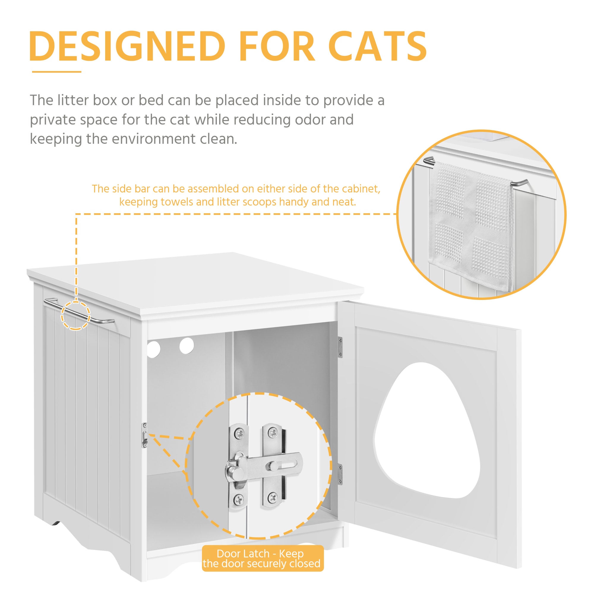 Topeakmart White Furniture Indoor Cat Litter Box， 19