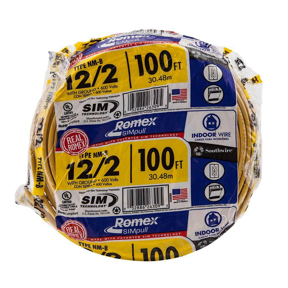 Southwire 100 ft. 122 Solid Romex SIMpull CU NM-B WG Wire 28828228