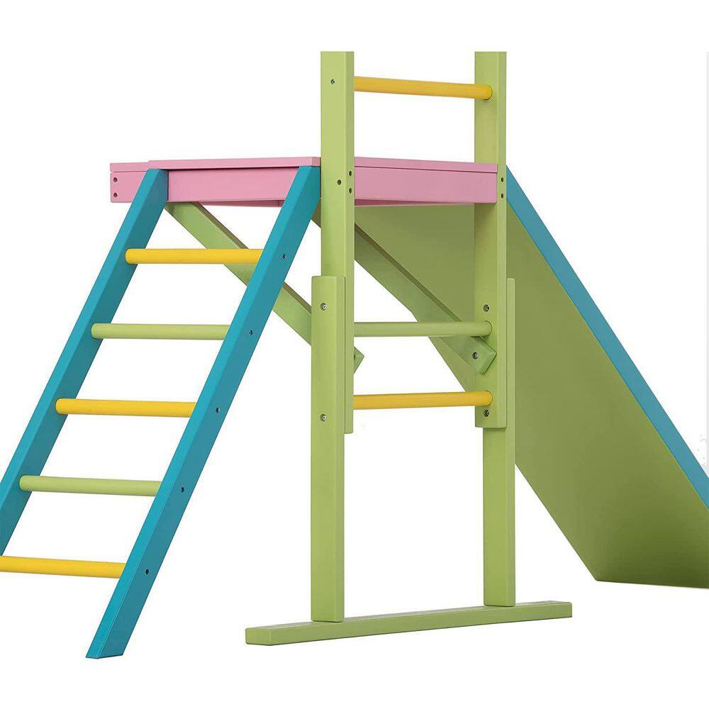 Avenlur Avenlur Grove Indoor Wooden Jungle Gym Monkey Bars and Rope Wall Net Ladder Climber Slide Ring Set - Colorful WD-GYM-CLR