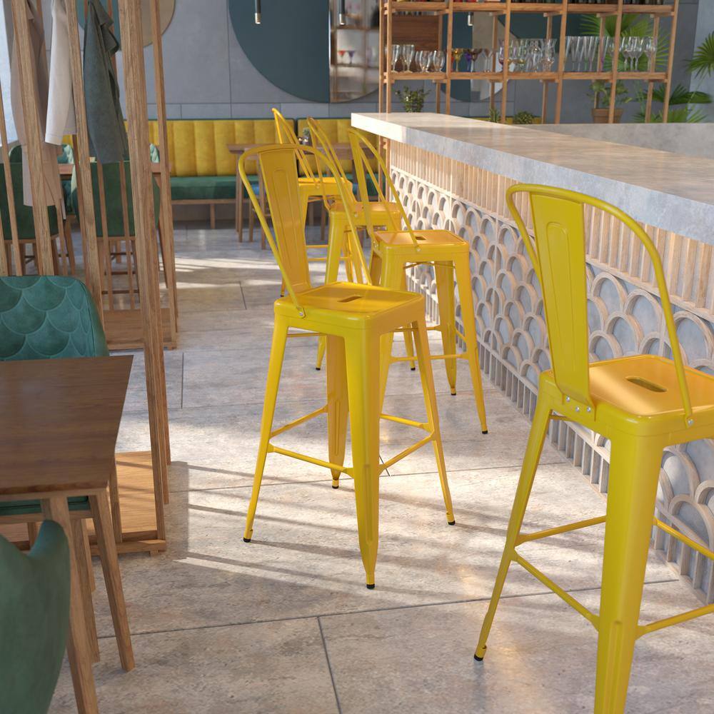 Flash Furniture 30.25 in. Yellow Metal Bar Stool CH3132030GBYL