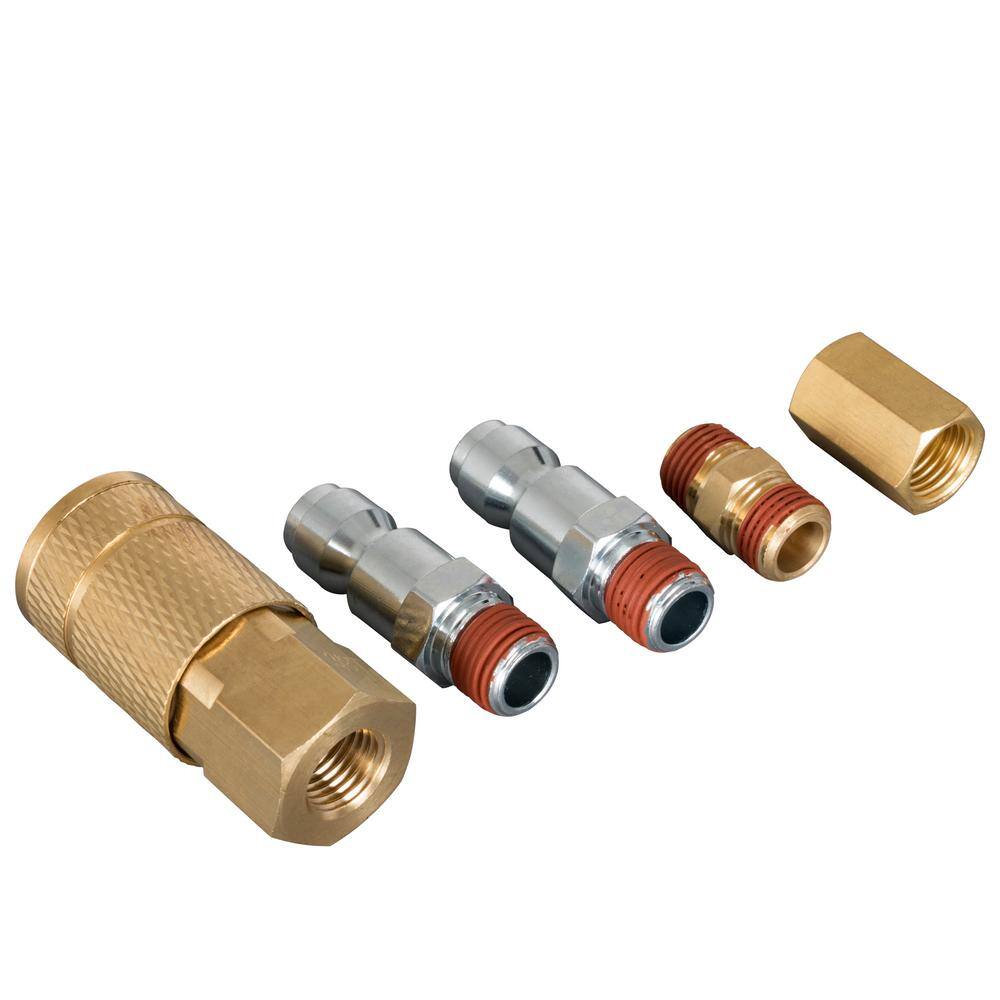 Husky 5-Piece 14 in. NPT x 38 in. Automotive-Style Quick-Connector Coupler Kit HKATA091002