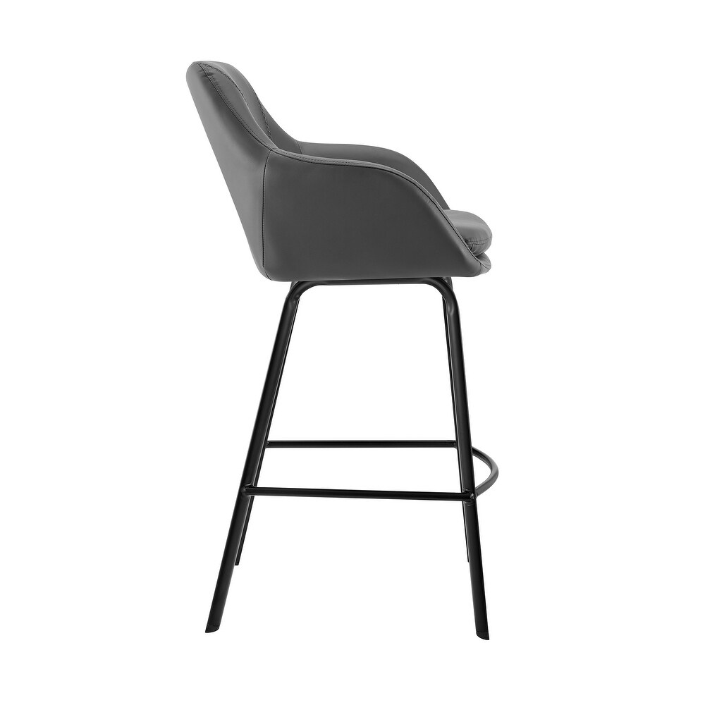 Aura Faux Leather and Metal Bar Stool