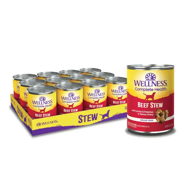 Wellness 12.5 oz Beef Stew Thick and Chunky Natural Grain Free Canned Dog Food