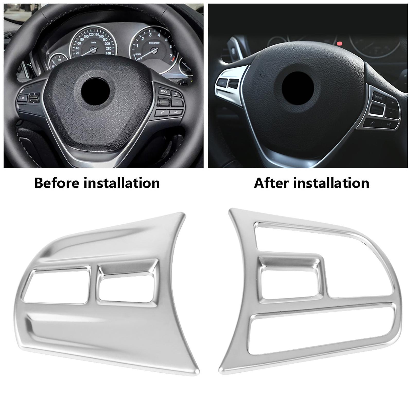 Matte Chrome Interior Steering Wheel Button Cover Trim For Bmw 3 Series / Gt F30 F34 2013-2018