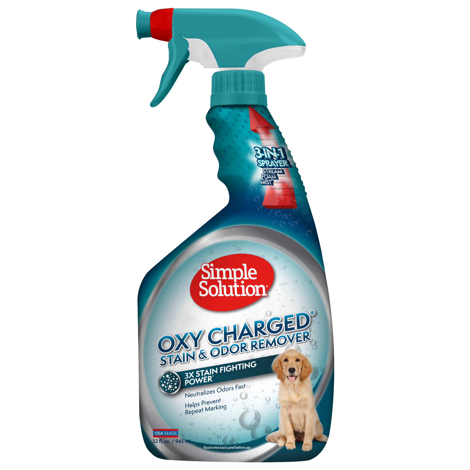 Simple Solution Oxy Charged Stain  Odor Remover for Dogs， 32 fl. oz.