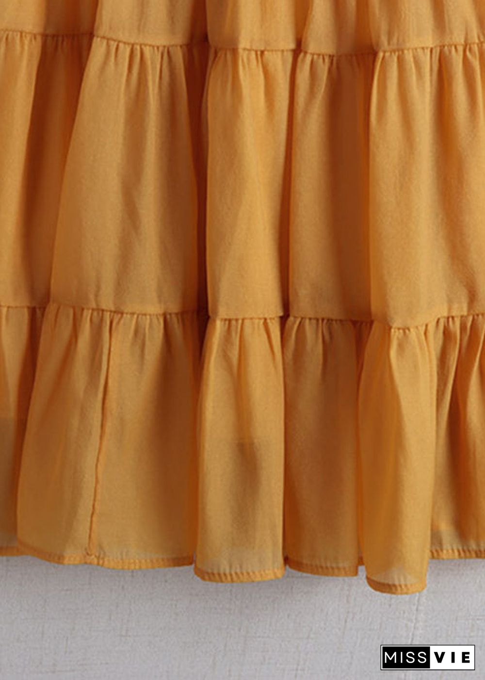 Orange Elastic Waist Tulle A Line Skirts Summer