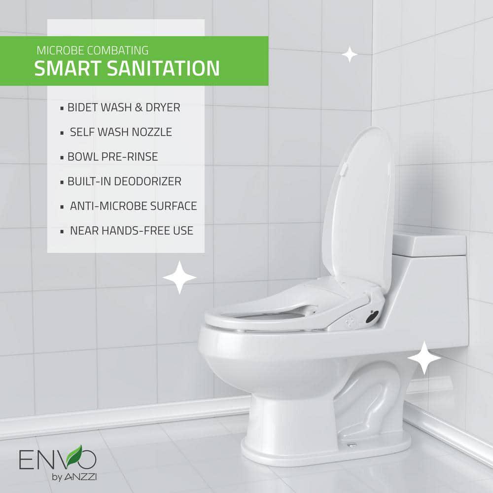 ANZZI Envo Dive Smart Electric Bidet Seat for Elongated Toilet in White with Remote Control Heated Seat and Deodorizer