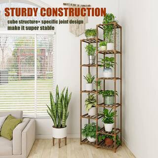 Wooden Plant Stand for Living Room Balcony and Garden (11-Tier) B09SPW3SC4