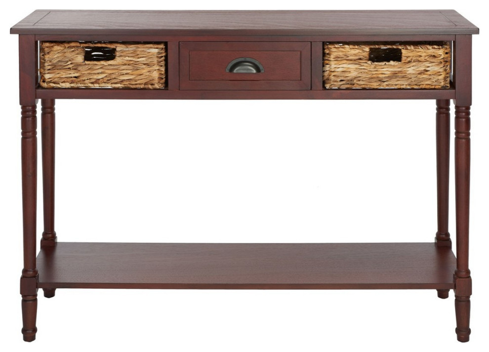 Fitz Console Table With Storage Cherry   Tropical   Console Tables   by AED Luxury Home Decor  Houzz