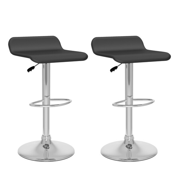 Curved Adjustable Leatherette Barstool (Set of 2)