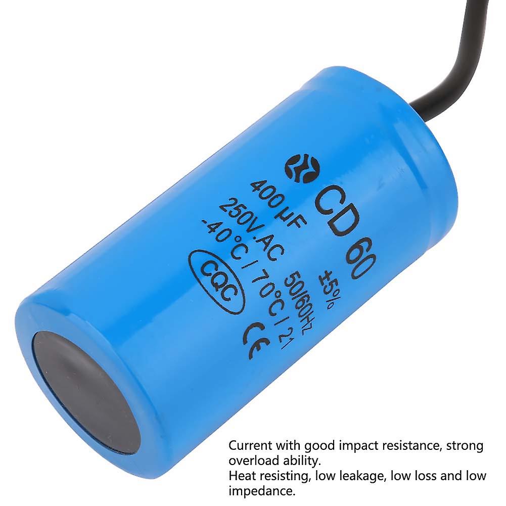 Cd60 Run Capacitor With Wire Lead 250v Ac 400uf 50/60hz For Motor Air Compressor