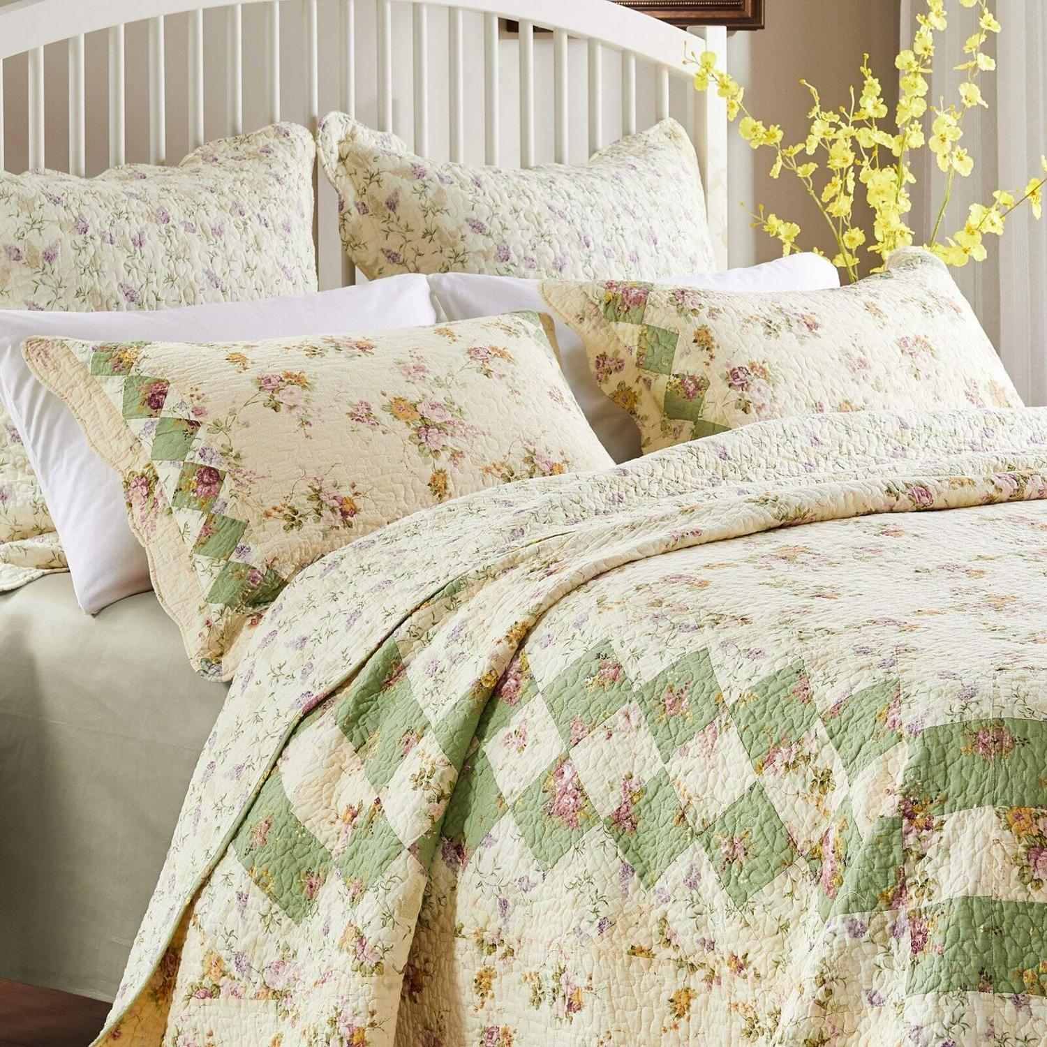 Greenland Home Fashions Bliss  2 Piece Quilt Set  Ivory