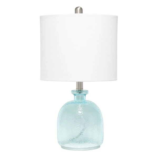 Lalia Home Hammered Glass Jar Table Lamp with White Linen Shade