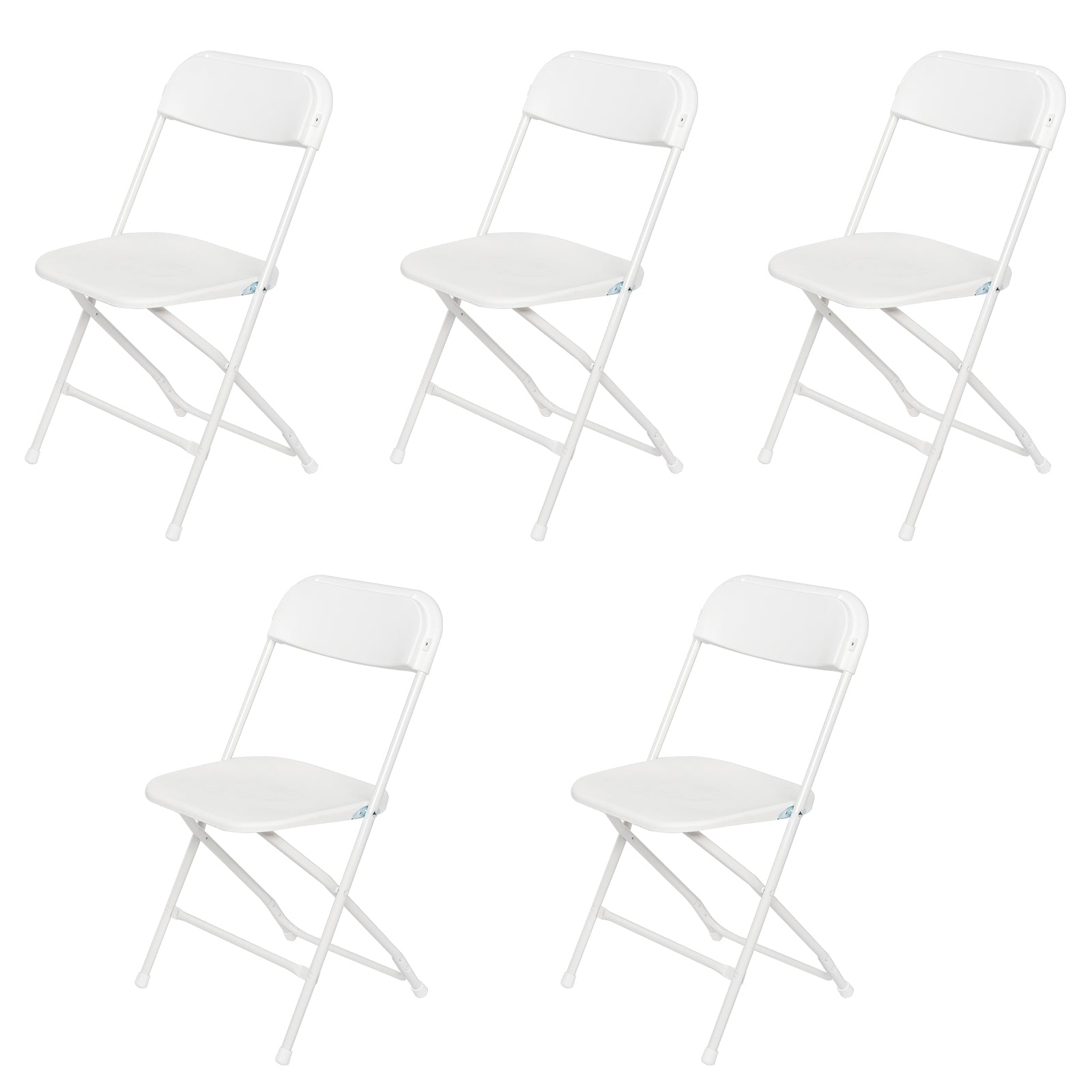 5 Pack Plastic Folding Chairs 350 lb. Capacity Wedding Banquet Commercial Seat Premium Party Event Chair, White