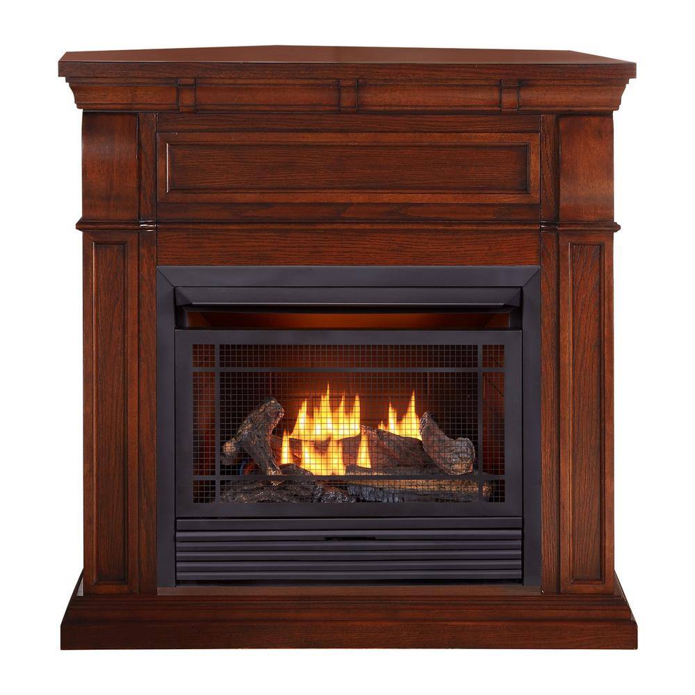 Duluth Forge Dual Fuel Ventless Gas Fireplace - 26000 BTU T-Stat Control Chestnut Oak Finish 170129