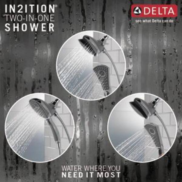 Delta In2ition 4-Spray Patterns 2.50 GPM 5 in. Wall Mount Dual Shower Heads in Chrome 58467