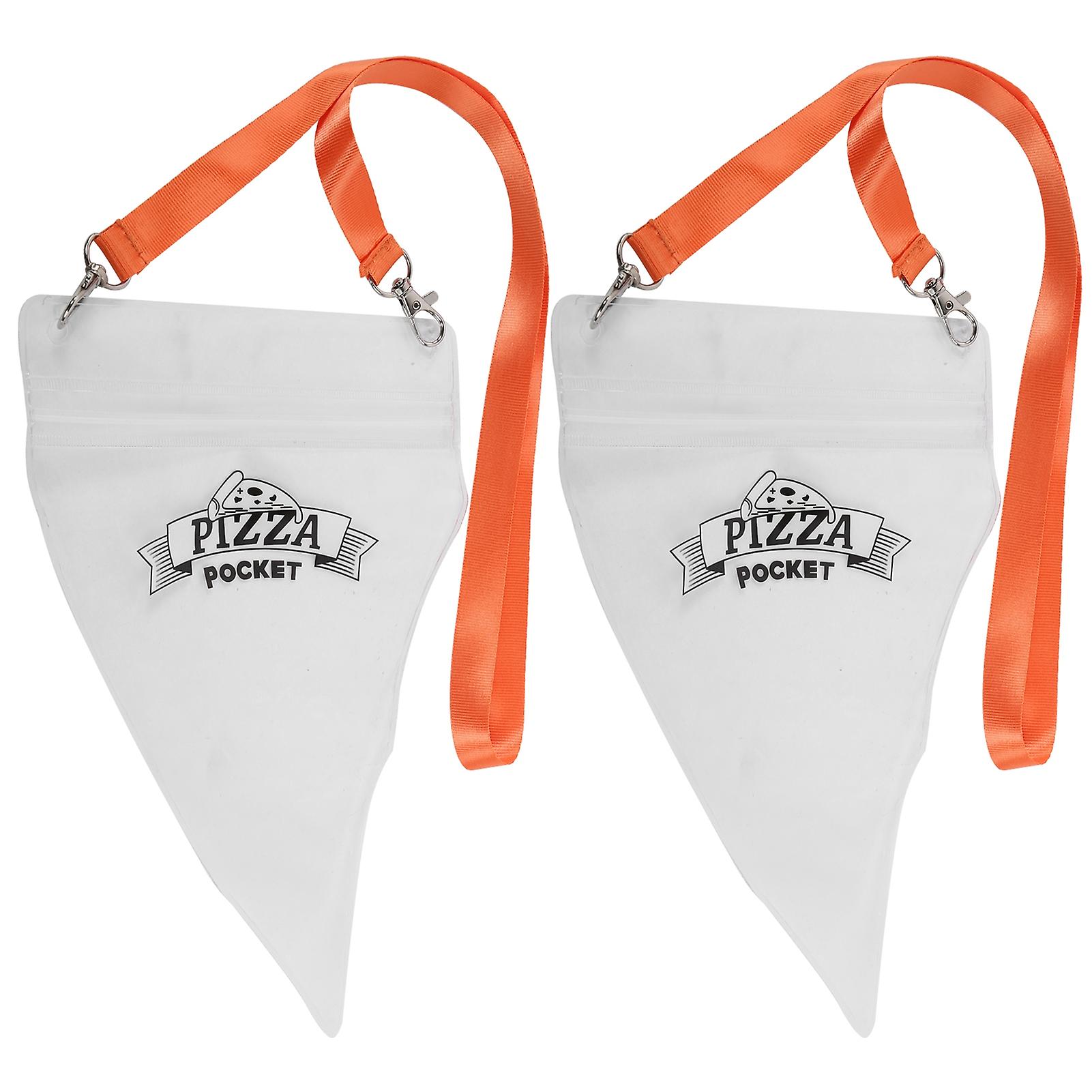 2pcs Transparent Portable Pizza Storage Bag Fast Food Sealed With Detachable Lanyard For Outdoor