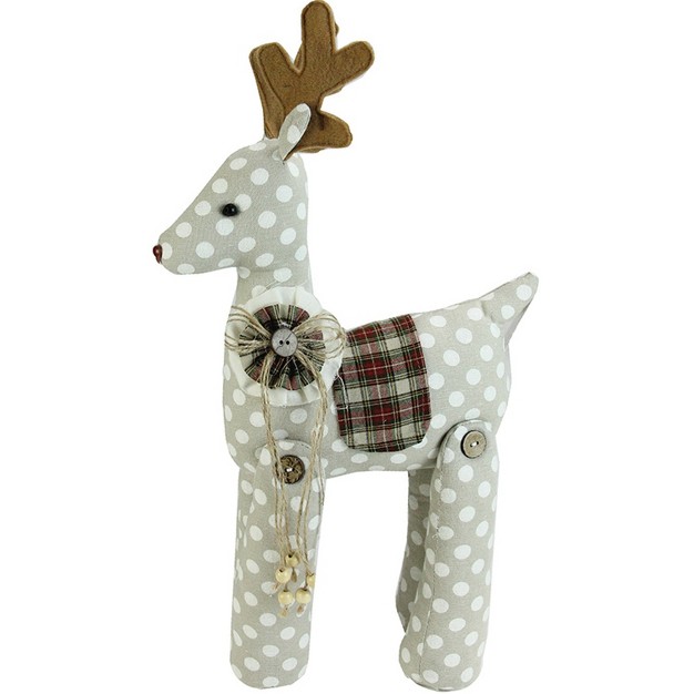 White And Brown Polka Dot Reindeer Christmas Tabletop Decor