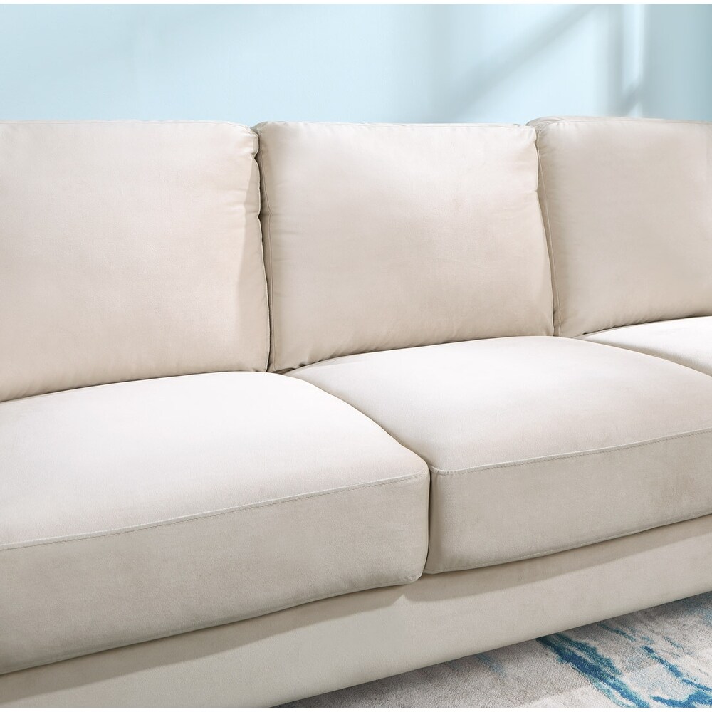 Modern Velvet 3 Seater Sofa Versatile Removable Cushions Couch Foam Cushions Sofa with Wood Frame for Living Room
