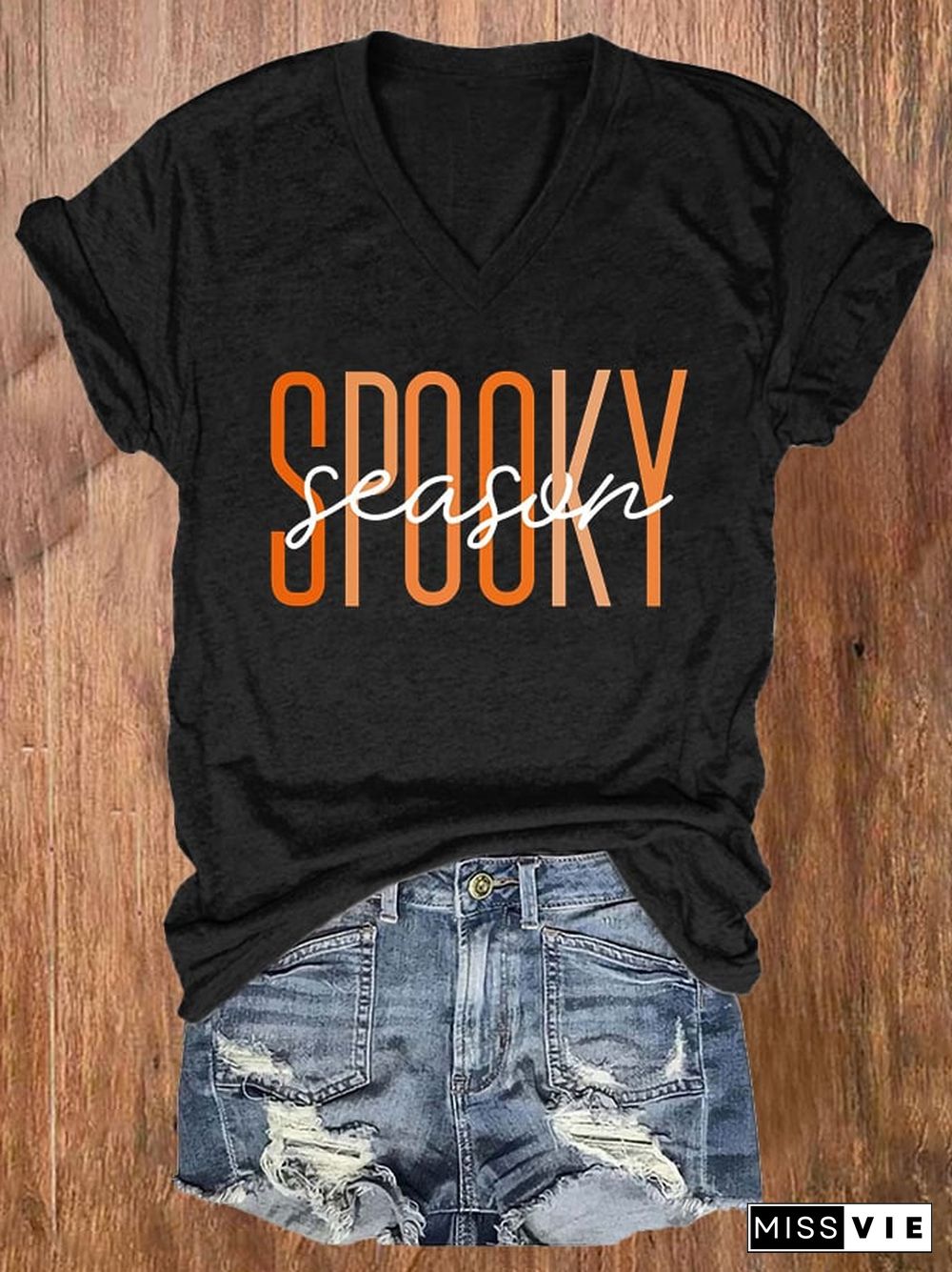 Women's Spooky Season Print Casual T-Shirt