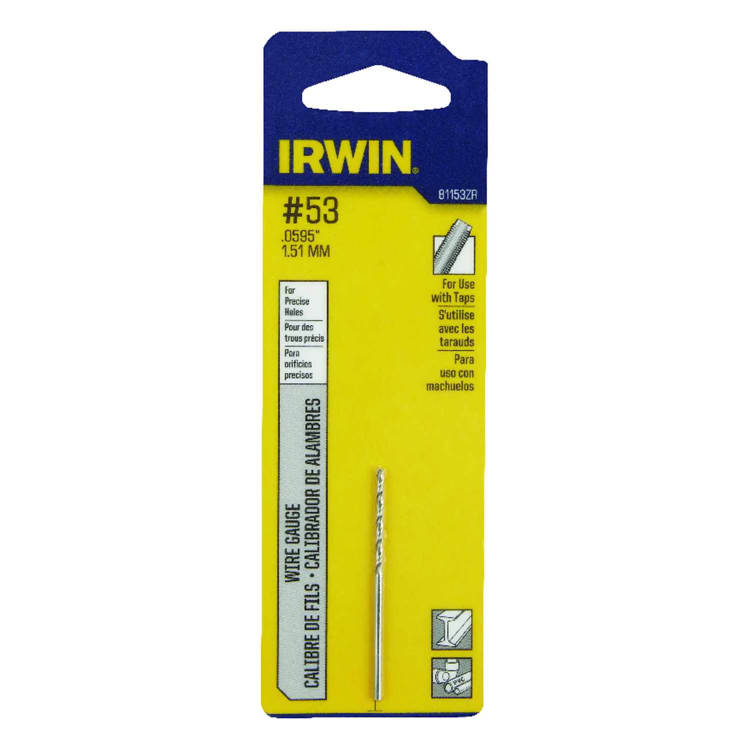 Irwin #53 X 1-7/8 in. L High Speed Steel Jobber Length Wire Gauge Bit 1 pk