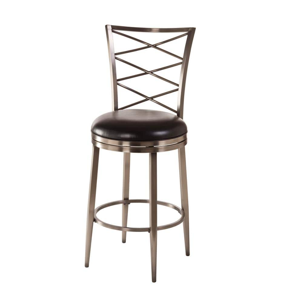 Hillsdale Furniture Harlow 30 in. Swivel Cushioned Bar Stool in Antique Pewter 5333-830