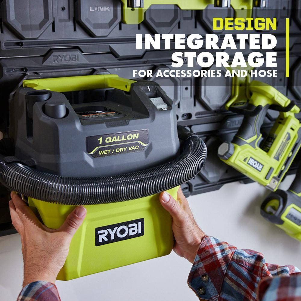 RYOBI ONE+ 18V Cordless 1 Gal. WetDry Vacuum (Tool Only) with HEPA Filter for Small Wet Dry Vacuums and Foam Filter (2-Pack) PCL733B-A32RF08-A32WF03