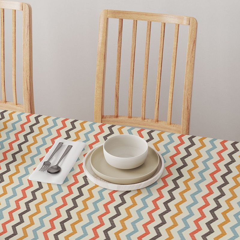 Square Tablecloth， 100% Polyester， 60x60， Chevron Illustration