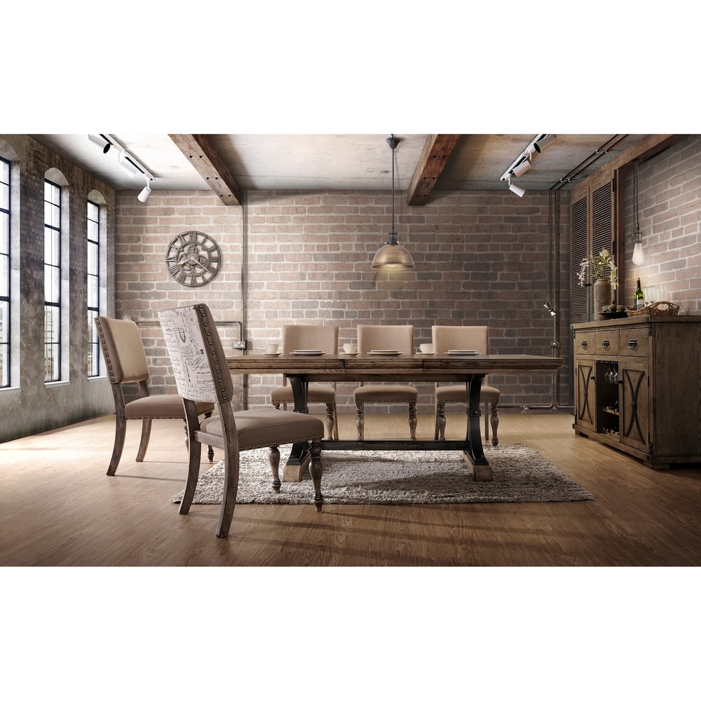 Roundhill Furniture Dasher Driftwood Finish Extendable Table