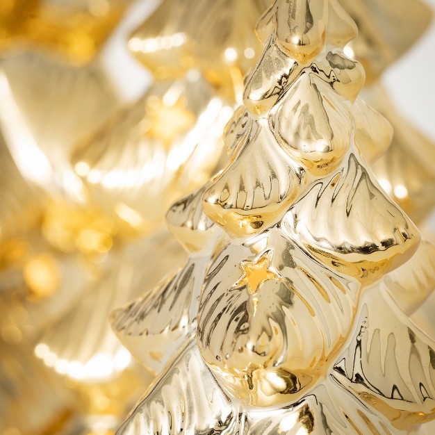 6 quot h 8 quot h And 10 25 quot h Sullivans Lighted Gold Christmas Trees Set Of 3 Gold