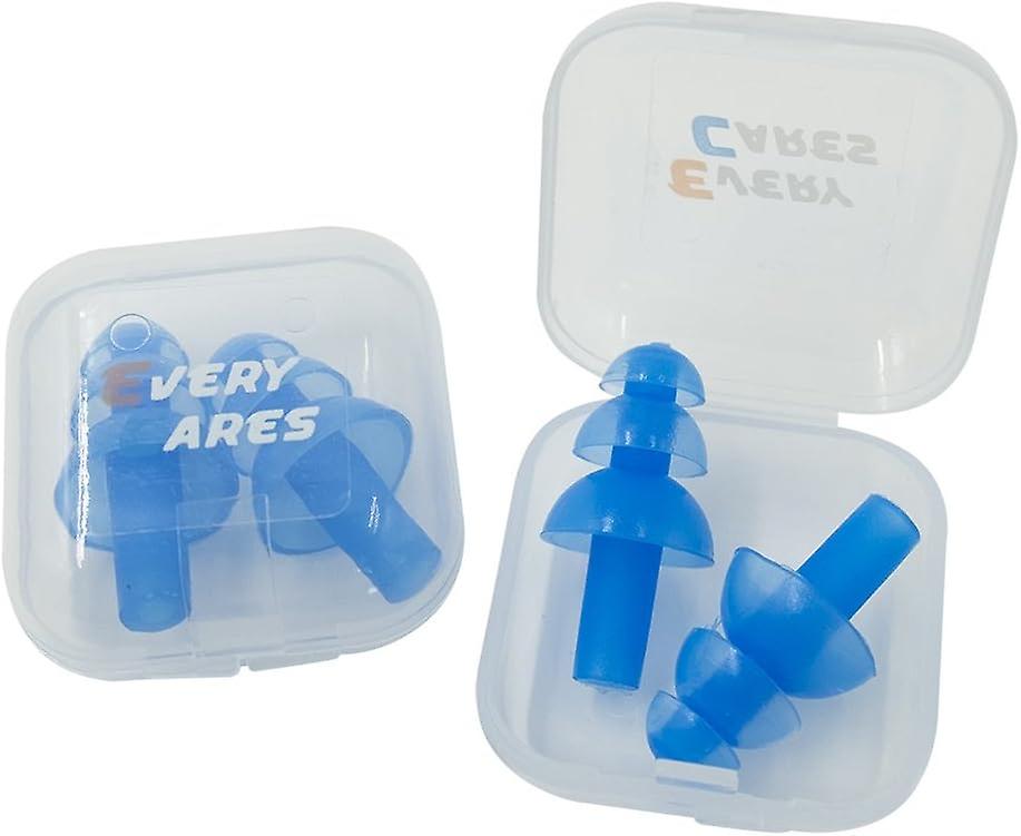 Silicone Swimming Earplugs， 6 Pairs， Comfortable， Waterproof， Ear Plugs Swimming Showering Case