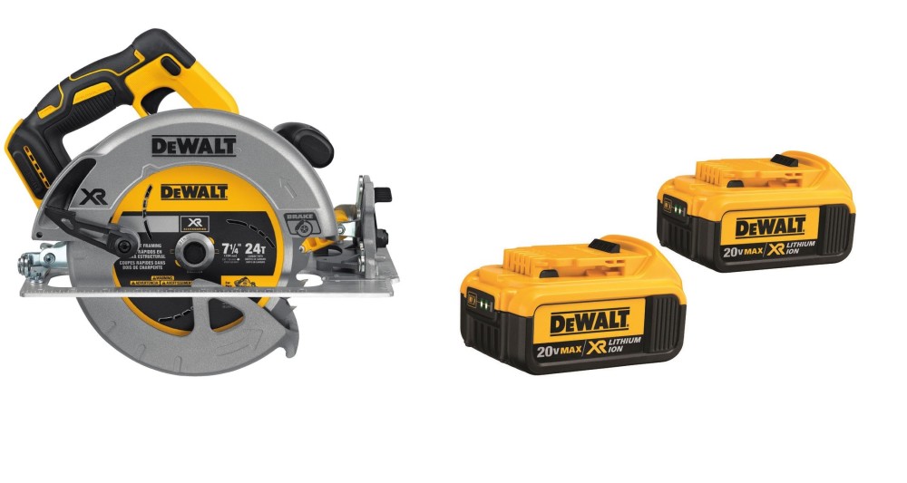 DEWALT 20V MAX 7 1/4闁?Circular Saw and Premium XR Lithium Ion Battery 2pk Bundle