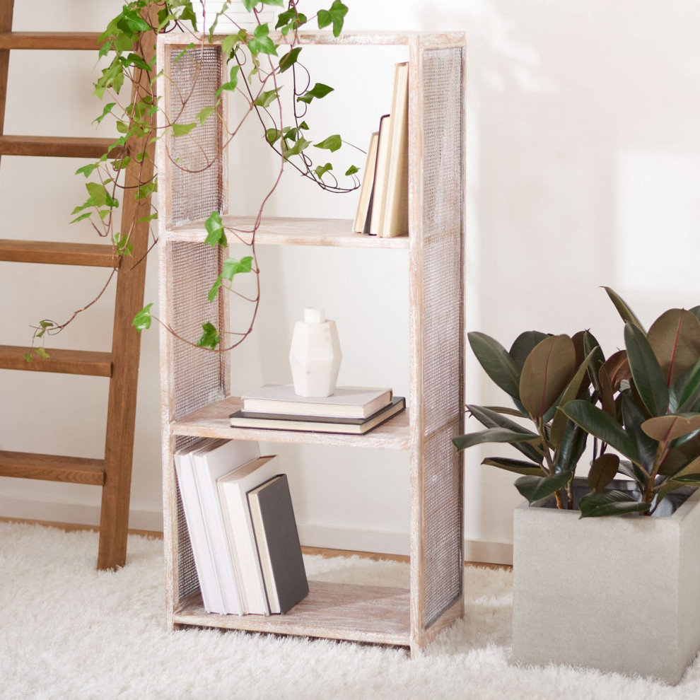 Issey 3 Shelf Etagere/ Bookcase White   Farmhouse   Bookcases   by AED Luxury Home Decor  Houzz