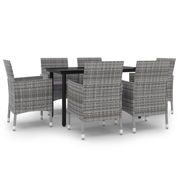 vidaXL Patio Dining Set Outdoor Table and Chair Set Poly Rattan and Glass