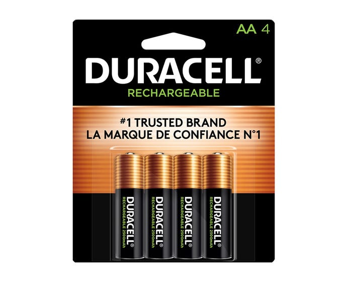 Duracell Rechargeable AA Batteries， 4-Pack