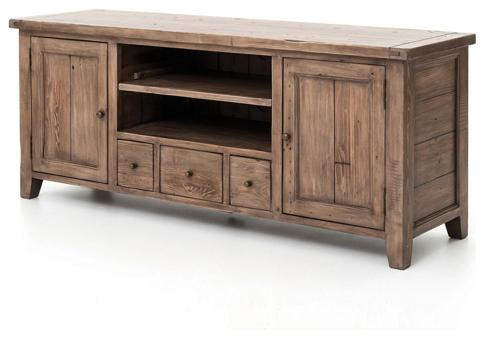 Coastal Rustic Solid Wood TV Media Console   Rustic   Entertainment Centers And Tv Stands   by Zin Home  Houzz