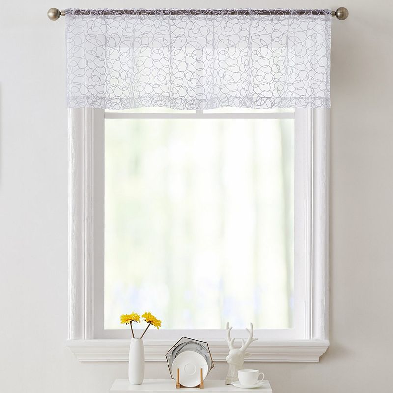 THD Francine Embroidered Sheer Voile Window Curtain Rod Pocket Valance