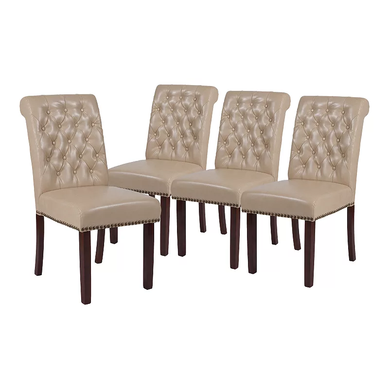 Merrick Lane Falmouth Upholstered Parsons Chair with Nailhead Trim - Set of 4