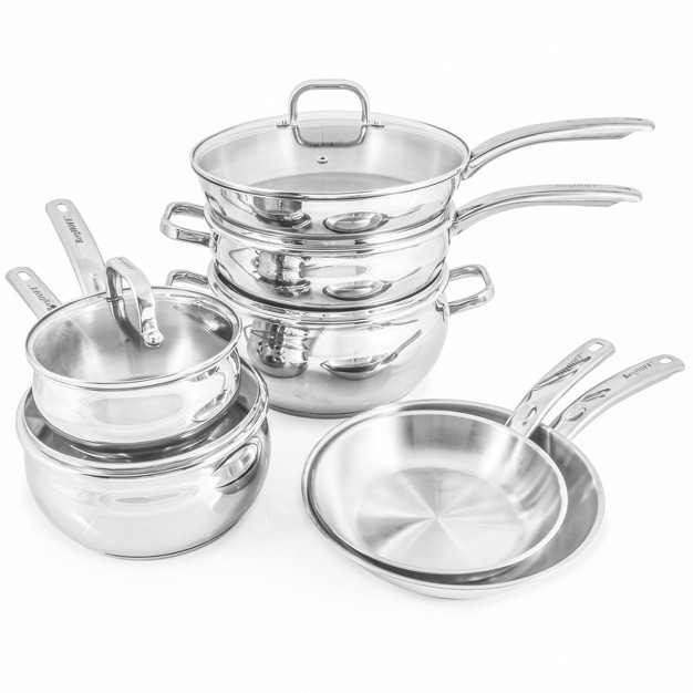 Berghoff 12pc 18 10 Stainless Steel Cookware Set With Glass Lid Belly Shape