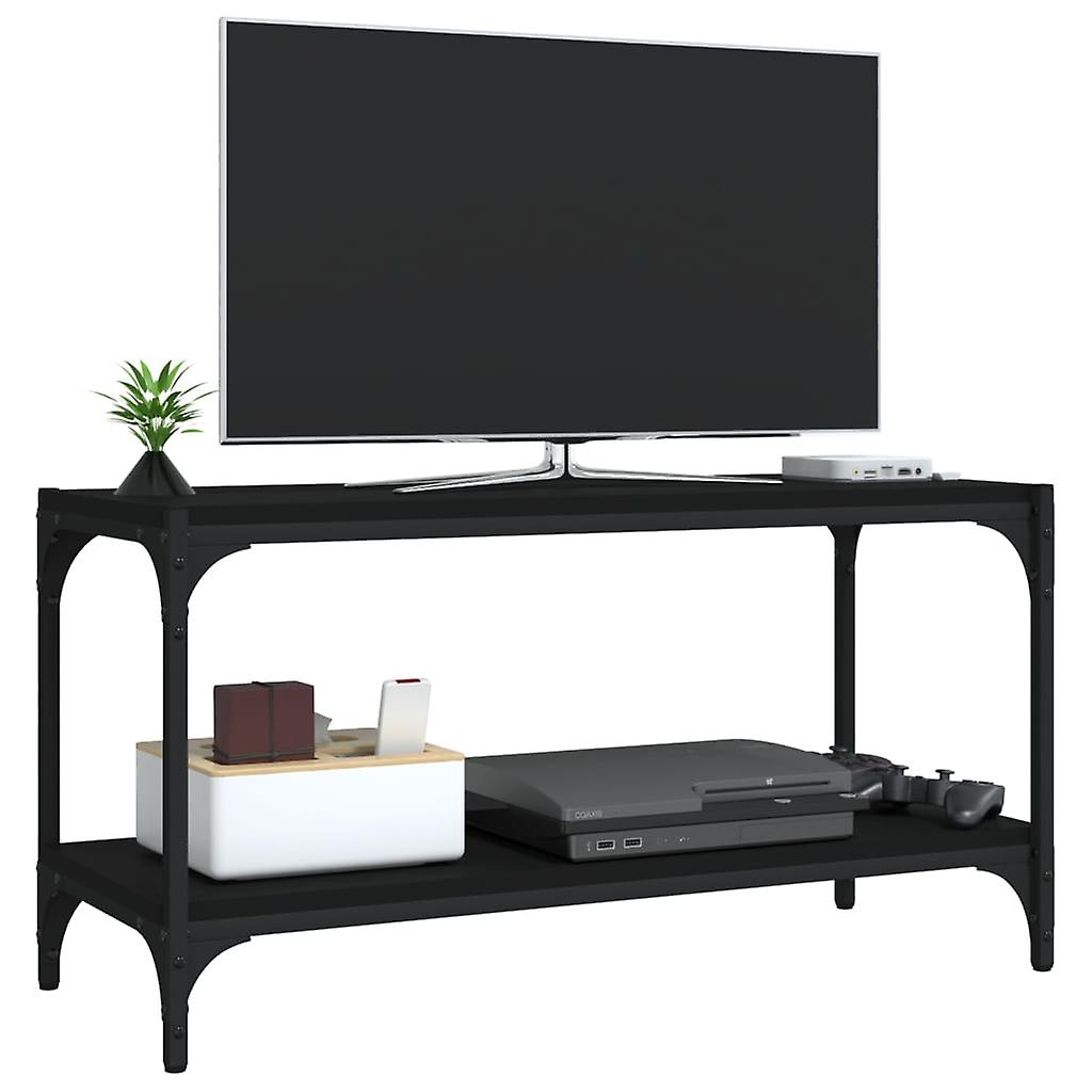 Tv Cabinet Black 80x33x41 Cm Engineered Wood And Steel