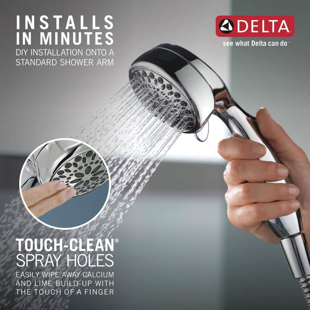 Delta 7-Spray 3.3 in. Single Wall Mount Handheld Rain Shower Head in Chrome 75700