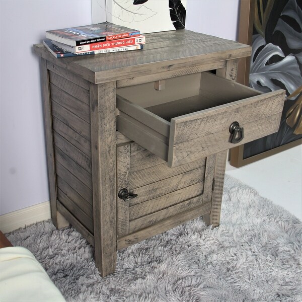 Montana Rustic Wood Nightstand - - 35429178